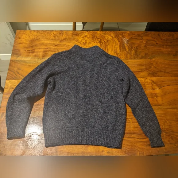 L.L. Bean - 100% Lambswool Ragg Wool Zip-Front Cardigan SweaterNavySmall